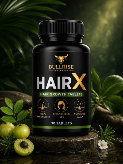 Bullrise Wellness HairX Hair Growth Tablets – Natural Ayurvedic Formula for Stronger, Healthier Hair | 30 Tablets