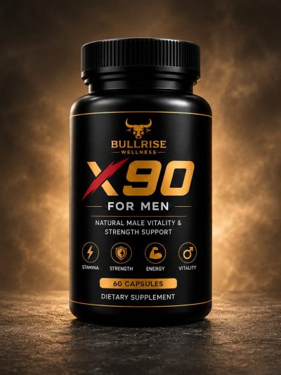 Bullrise Wellness X90 for Men – Natural Male Vitality & Strength Support | Energy, Stamina & Performance Formula | Ayurvedic Herbal Blend | 60 Capsules